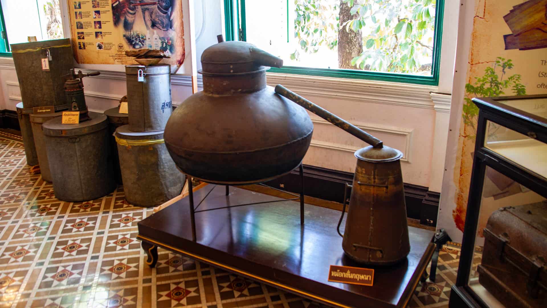 Traditional equipment associated with herbal medicine at Abhaibhubejhr Hospital